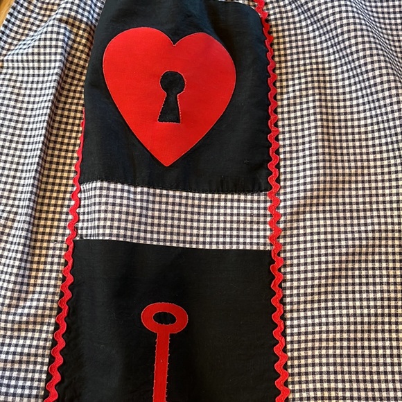 Vintage key to my heart gingham Rick rack apron kitchen game costume apron love - Picture 5 of 13